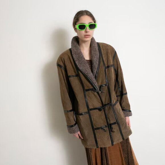 90s shearling sherpa jacket - Picture 1 of 10